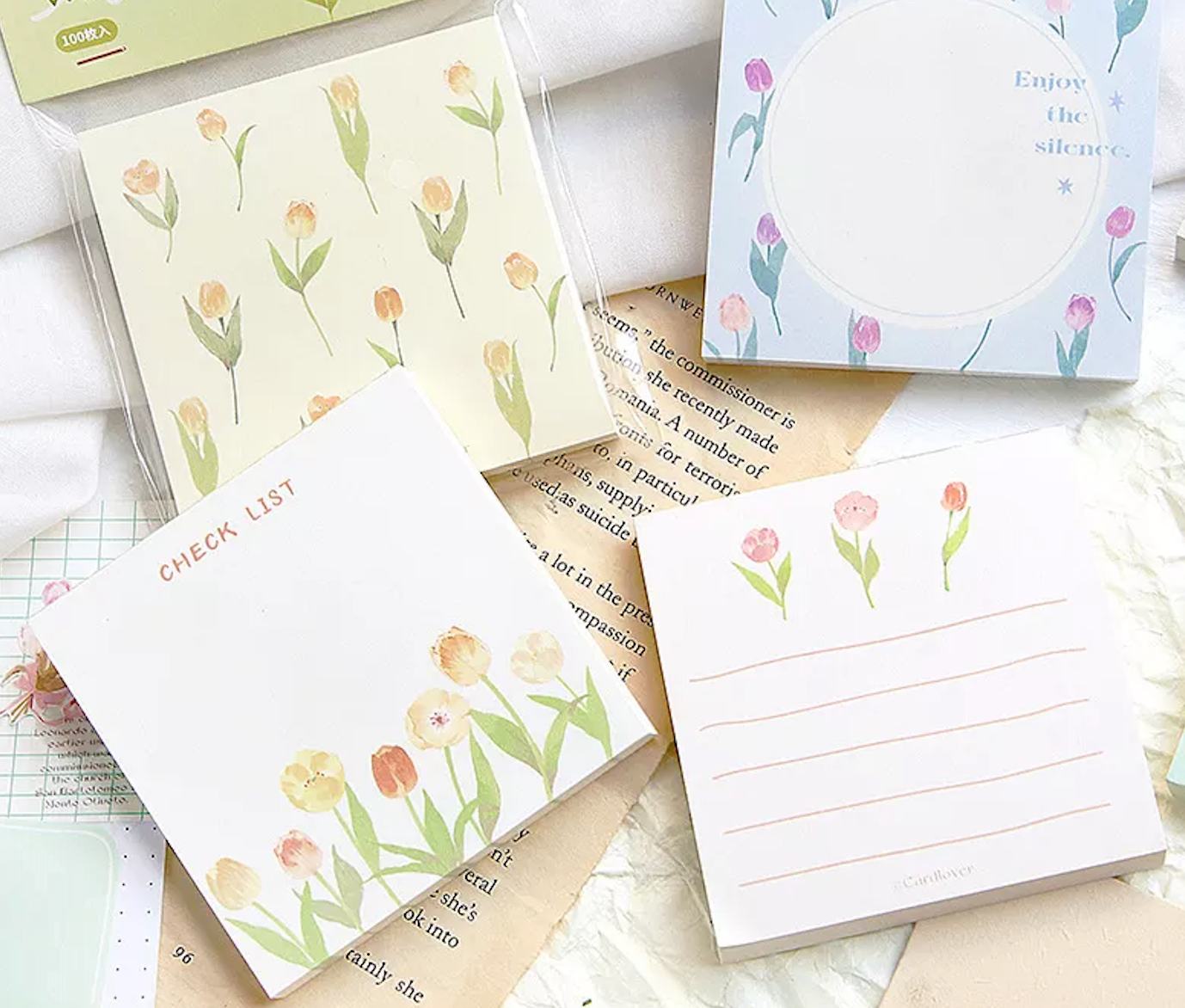 Aesthetic Tulip Memo Pad - 100 Sheets