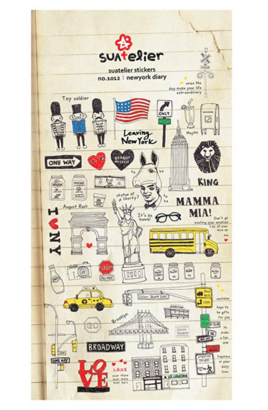 SUATELIER | Cute Korean Stickers - #1012 New York Diary