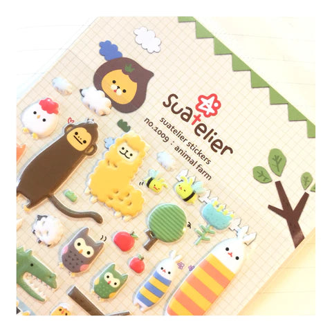 SUATELIER | Cute Korean Stickers - #1009 Animal Farm