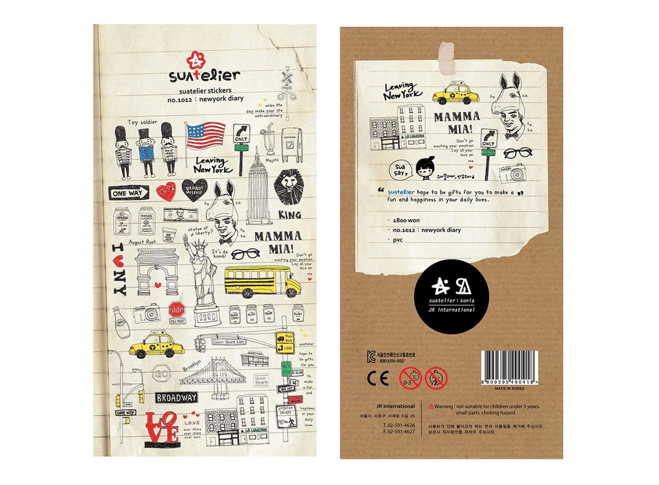 SUATELIER | Cute Korean Stickers - #1012 New York Diary