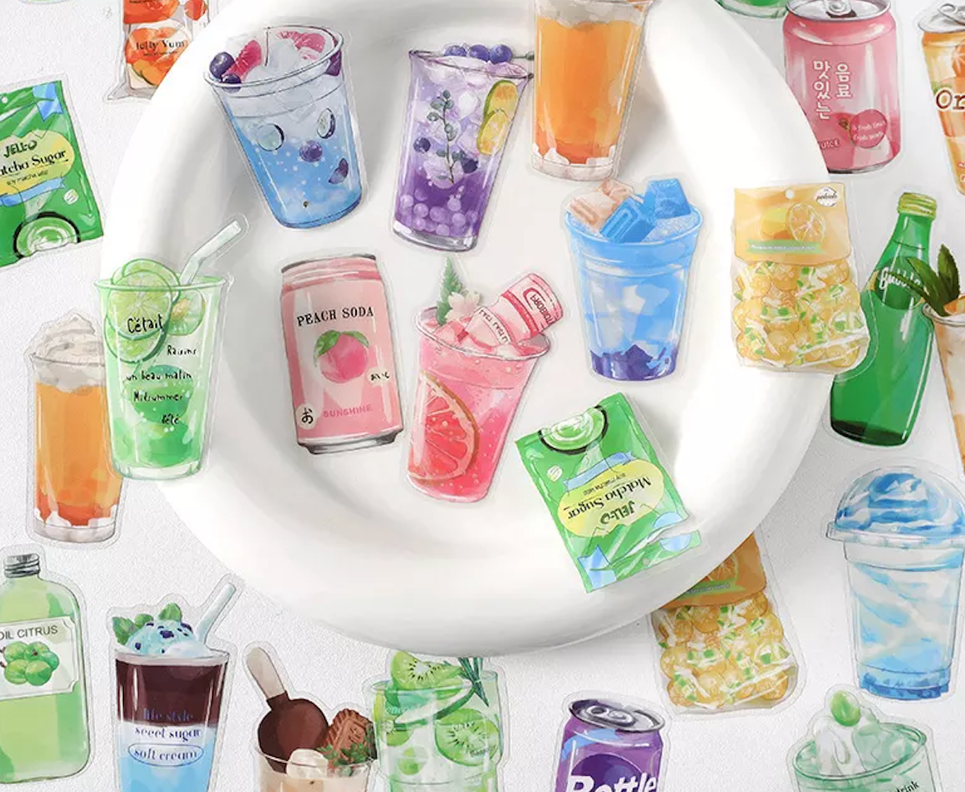 Cute Cartoon Summer Drinks - 10pcs/ Pack Stickers