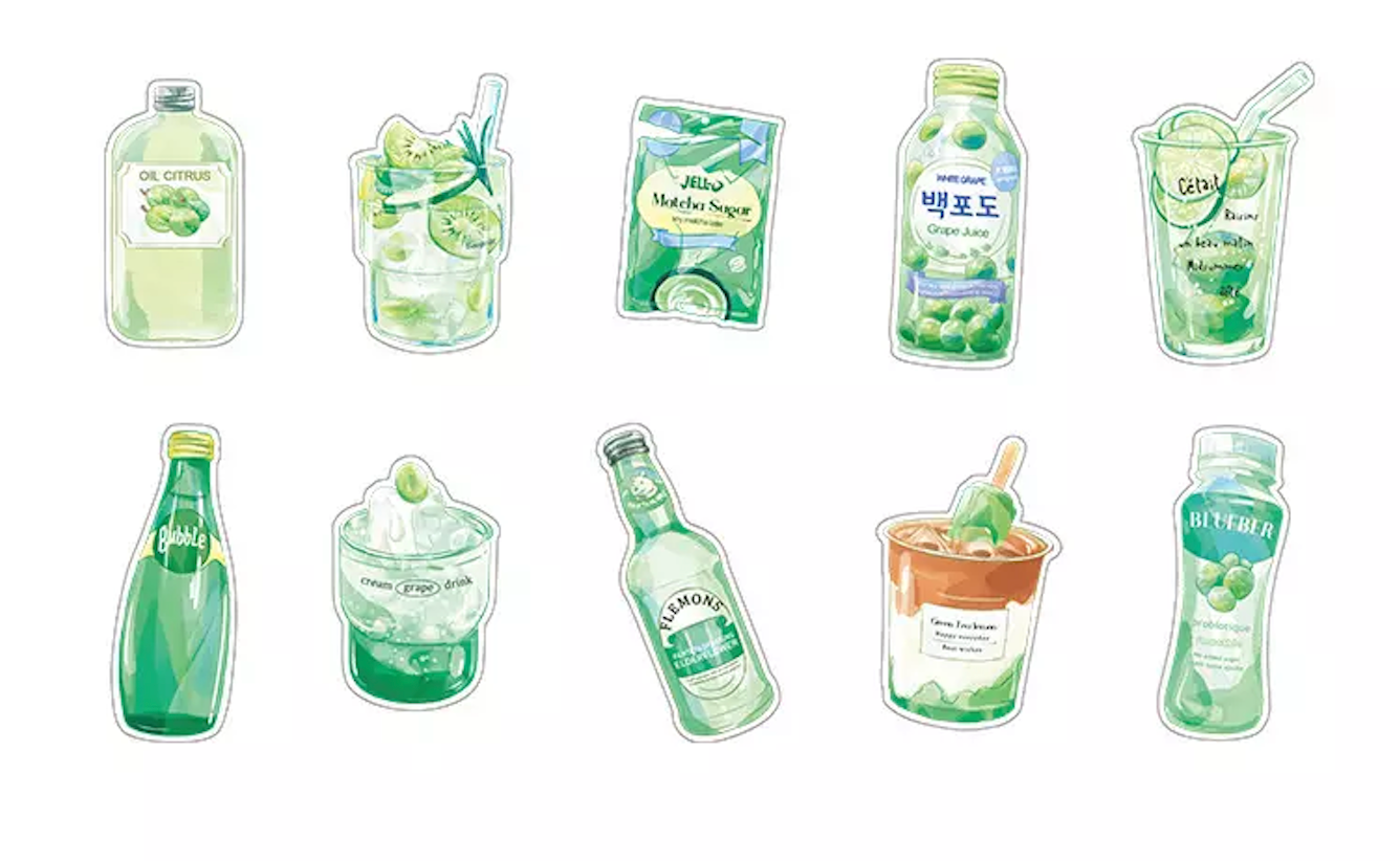 Cute Cartoon Summer Drinks - 10pcs/ Pack Stickers