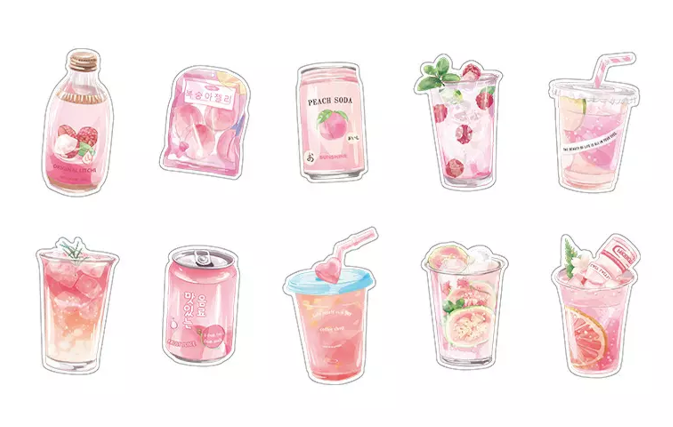 Cute Cartoon Summer Drinks - 10pcs/ Pack Stickers