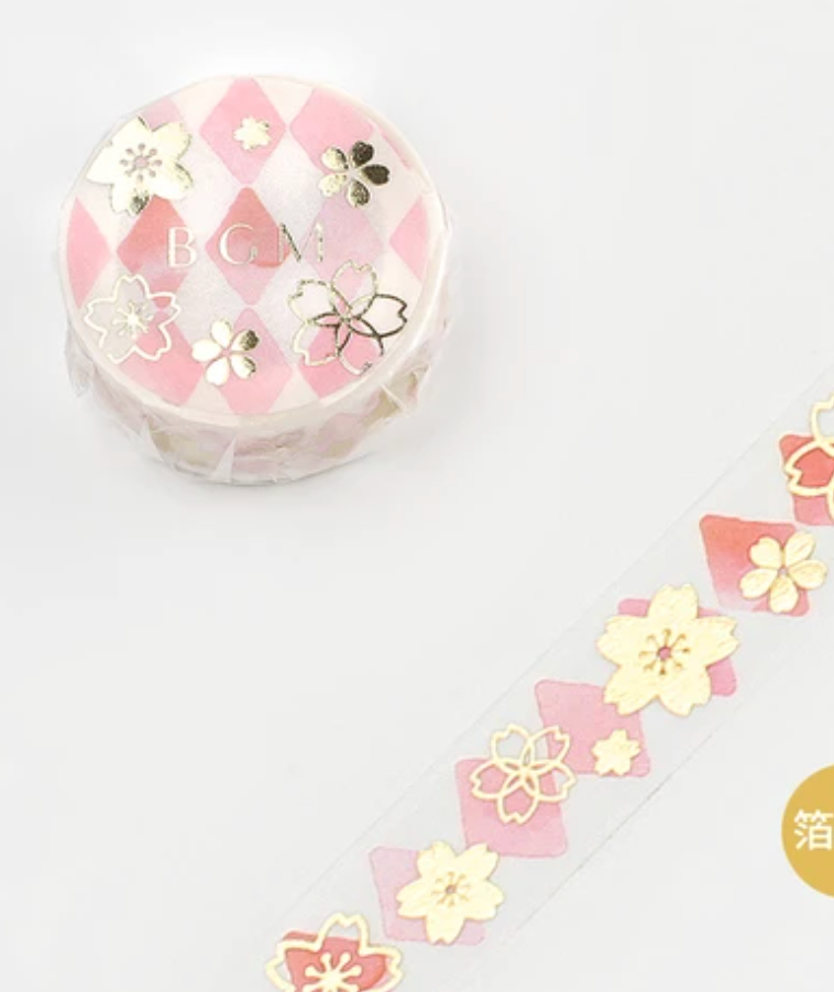 BGM Japanese Washi Tape - Foil Stamping < Sakura Pattern >