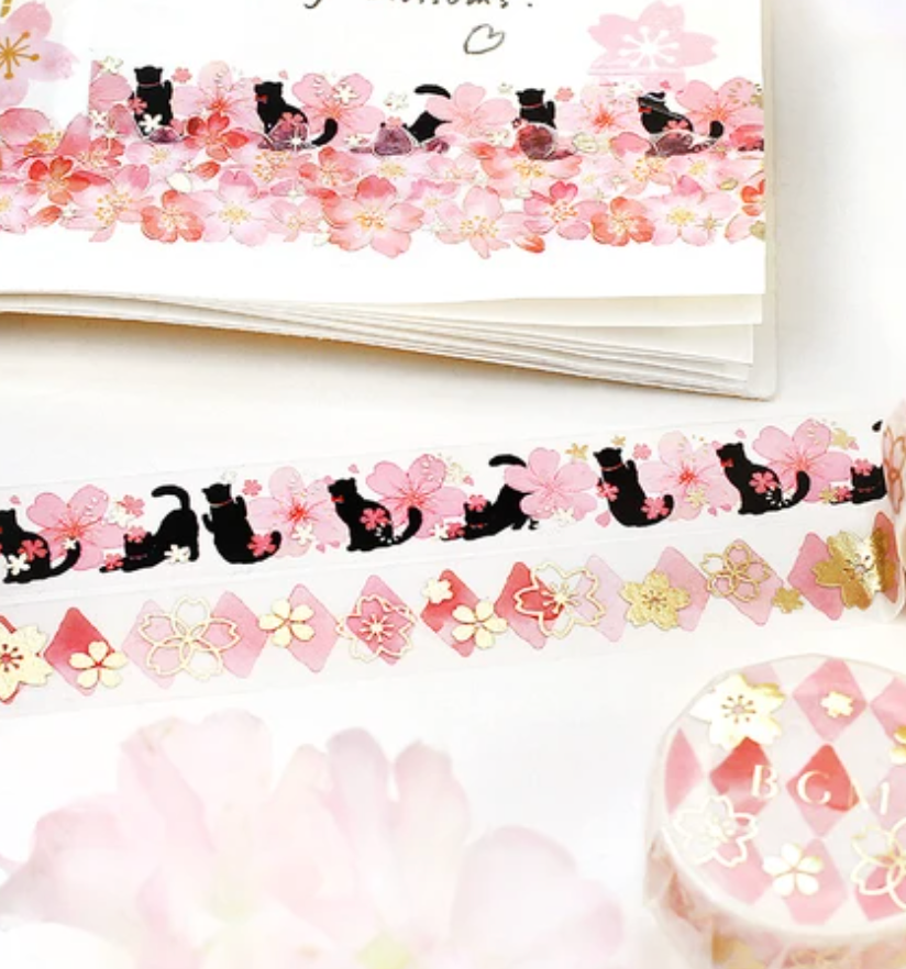 BGM Japanese Washi Tape - Foil Stamping < Sakura Pattern >